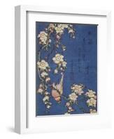 Bullfinch and weeping cherry-tree, pub. c.1834-Katsushika Hokusai-Framed Giclee Print