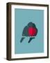 Bullfinch Birds Heart Love Couple Sitting on Twig. Birds Couple in Love Illustration. Raster Varian-Popmarleo-Framed Art Print