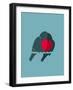 Bullfinch Birds Heart Love Couple Sitting on Twig. Birds Couple in Love Illustration. Raster Varian-Popmarleo-Framed Art Print