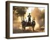 Bullock Cart on a Dusty Track Among the Temples of Bagan-Lee Frost-Framed Photographic Print