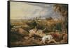 Bulls Fighting; St. Donat's Castle in the Distance, C.1803-Jan Beerstraten-Framed Stretched Canvas