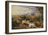 Bulls Fighting; St. Donat's Castle in the Distance, C.1803-Jan Beerstraten-Framed Giclee Print