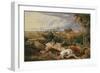 Bulls Fighting; St. Donat's Castle in the Distance, C.1803-Jan Beerstraten-Framed Giclee Print