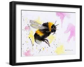 Bumble Bee Watercolor-Sarah Stribbling-Framed Art Print