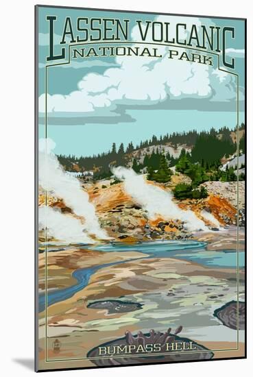 Bumpass Hell - Lassen Volcanic National Park, CA-Lantern Press-Mounted Art Print