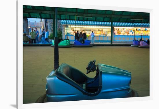 Bumper car at Monte Igueldo amusement park at dusk, San Sebastian, Guipuzcoa Province, Basque Co...-null-Framed Photographic Print