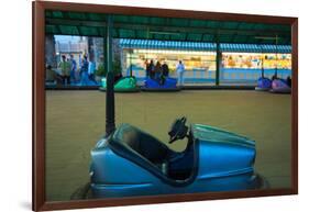 Bumper car at Monte Igueldo amusement park at dusk, San Sebastian, Guipuzcoa Province, Basque Co...-null-Framed Photographic Print