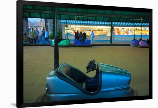 Bumper car at Monte Igueldo amusement park at dusk, San Sebastian, Guipuzcoa Province, Basque Co...-null-Framed Photographic Print