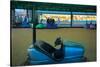 Bumper car at Monte Igueldo amusement park at dusk, San Sebastian, Guipuzcoa Province, Basque Co...-null-Stretched Canvas