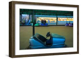 Bumper car at Monte Igueldo amusement park at dusk, San Sebastian, Guipuzcoa Province, Basque Co...-null-Framed Photographic Print