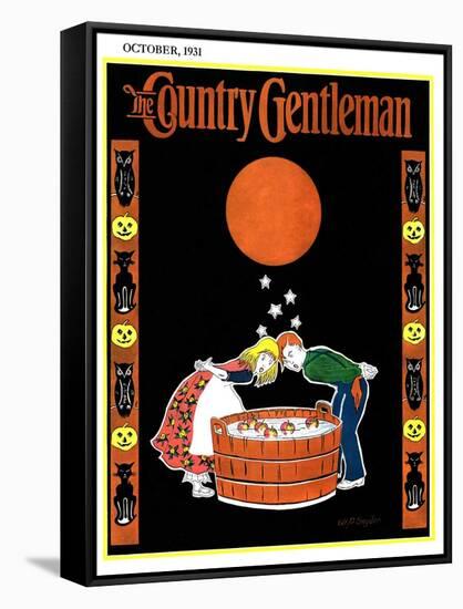 "Bumping Bobbing for Apples," Country Gentleman Cover, October 1, 1931-W. P. Snyder-Framed Stretched Canvas