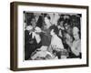 Bunch of Clowns from the Bertram Mills Circus Apply Their Make-Up in Their Dressing-Room-null-Framed Art Print