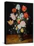 Bunch of Flowers in a Glass Beaker, after 1608, by Jan Brueghel the Elder (1568-1625).-Jan the Elder Brueghel-Stretched Canvas