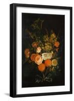 Bunch of Roses, Carnations, Oranges, Grapes, Acorns and Chestnuts-Cornelis de Heem-Framed Giclee Print