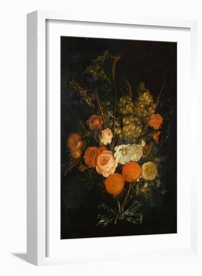 Bunch of Roses, Carnations, Oranges, Grapes, Acorns and Chestnuts-Cornelis de Heem-Framed Giclee Print