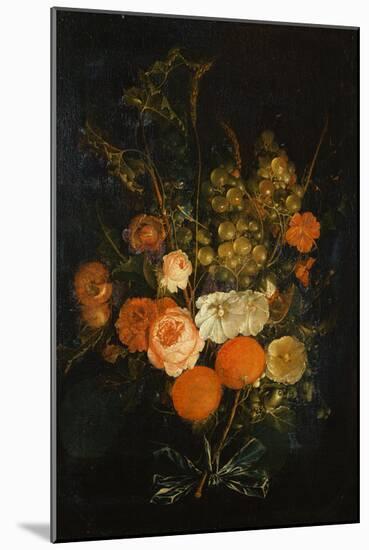Bunch of Roses, Carnations, Oranges, Grapes, Acorns and Chestnuts-Cornelis de Heem-Mounted Giclee Print