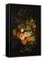 Bunch of Roses, Carnations, Oranges, Grapes, Acorns and Chestnuts-Cornelis de Heem-Framed Stretched Canvas