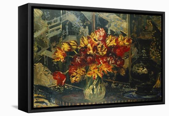 Bunch of Tulips and a Screen, Bouquet de Tulipes au Paravent-Jacques-emile Blanche-Framed Stretched Canvas
