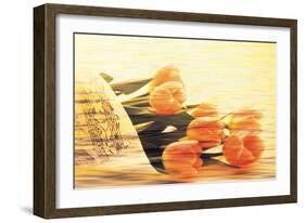 Bunch of Tulips and Sheet Music, Digitally Composite-null-Framed Premium Photographic Print