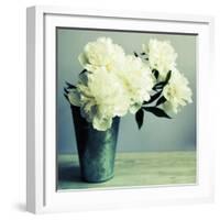 Bunch of White Peonies in Vase-Tom Quartermaine-Framed Giclee Print