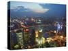 Bund and the Oriental Pearl Tower Illuminated in Pudong New Area, Pudong, Shanghai, China-Kober Christian-Stretched Canvas
