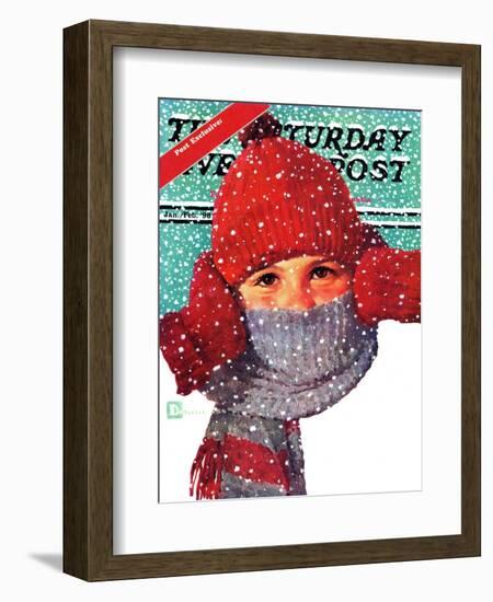 "Bundled Up," Saturday Evening Post Cover, Jan/Feb 98-Douglas Crockwell-Framed Giclee Print