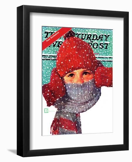 "Bundled Up," Saturday Evening Post Cover, Jan/Feb 98-Douglas Crockwell-Framed Giclee Print