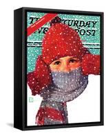 "Bundled Up," Saturday Evening Post Cover, Jan/Feb 98-Douglas Crockwell-Framed Stretched Canvas