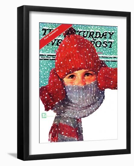 "Bundled Up," Saturday Evening Post Cover, Jan/Feb 98-Douglas Crockwell-Framed Giclee Print