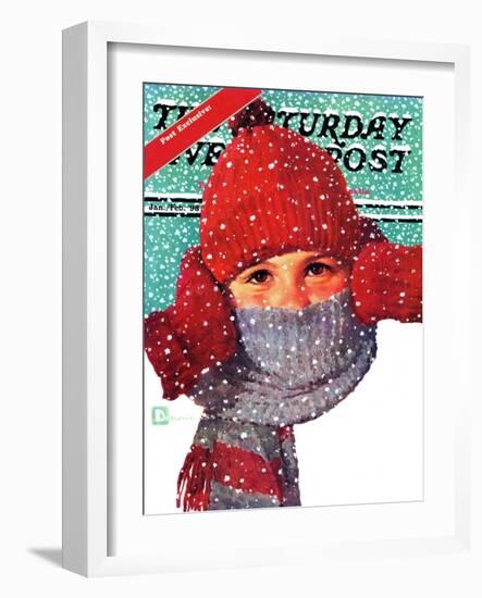 "Bundled Up," Saturday Evening Post Cover, Jan/Feb 98-Douglas Crockwell-Framed Giclee Print