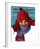 "Bundled Up," Saturday Evening Post Cover, January 14, 1939-Douglas Crockwell-Framed Giclee Print