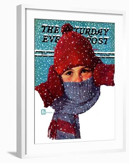 "Bundled Up," Saturday Evening Post Cover, January 14, 1939-Douglas Crockwell-Framed Giclee Print