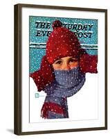 "Bundled Up," Saturday Evening Post Cover, January 14, 1939-Douglas Crockwell-Framed Giclee Print