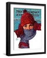 "Bundled Up," Saturday Evening Post Cover, January 14, 1939-Douglas Crockwell-Framed Giclee Print