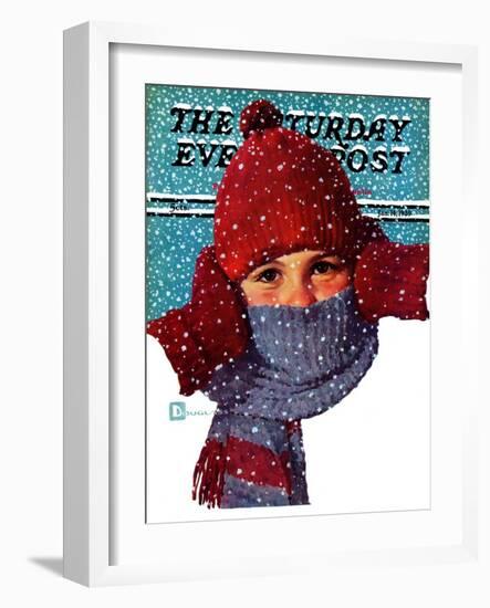 "Bundled Up," Saturday Evening Post Cover, January 14, 1939-Douglas Crockwell-Framed Giclee Print