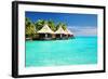 Bungalows Green Lagoon-null-Framed Art Print