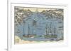 Bunkindo Print of Foreign Ships in the Port of Nagasaki, 1800-50-Japanese School-Framed Giclee Print