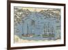 Bunkindo Print of Foreign Ships in the Port of Nagasaki, 1800-50-Japanese School-Framed Giclee Print