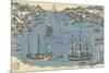 Bunkindo Print of Foreign Ships in the Port of Nagasaki, 1800-50-Japanese School-Mounted Giclee Print