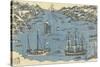 Bunkindo Print of Foreign Ships in the Port of Nagasaki, 1800-50-Japanese School-Stretched Canvas