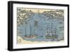 Bunkindo Print of Foreign Ships in the Port of Nagasaki, 1800-50-Japanese School-Framed Giclee Print