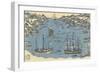 Bunkindo Print of Foreign Ships in the Port of Nagasaki, 1800-50-Japanese School-Framed Giclee Print