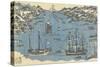 Bunkindo Print of Foreign Ships in the Port of Nagasaki, 1800-50-Japanese School-Stretched Canvas