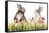 Bunnies Among the Flowers I-Elizabeth Medley-Framed Stretched Canvas