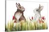 Bunnies Among the Flowers I-Elizabeth Medley-Stretched Canvas