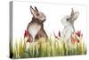 Bunnies Among the Flowers I-Elizabeth Medley-Stretched Canvas