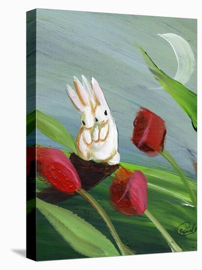 Bunnies & Tulips-sylvia pimental-Stretched Canvas
