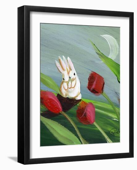 Bunnies & Tulips-sylvia pimental-Framed Art Print
