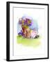 Bunnies with Pansies, 2014-John Keeling-Framed Giclee Print