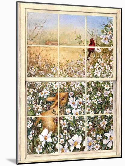 Bunny And Berries-Through The Window-Sher Sester-Mounted Giclee Print